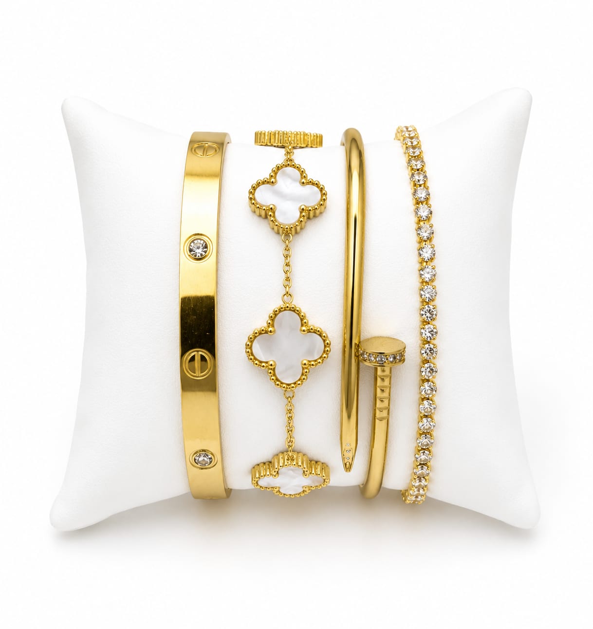 White Clover Luxury Bracelet Set – Pack de 4 Bracelets
